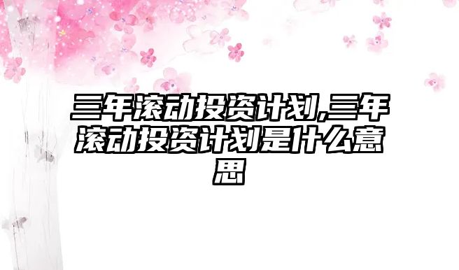 三年滾動投資計劃,三年滾動投資計劃是什么意思