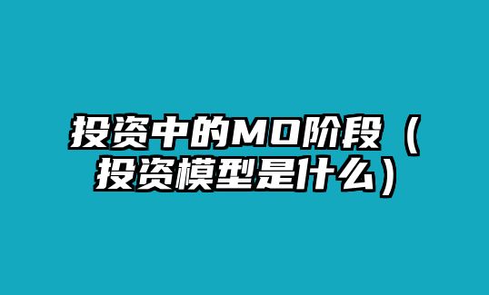 投資中的MO階段（投資模型是什么）