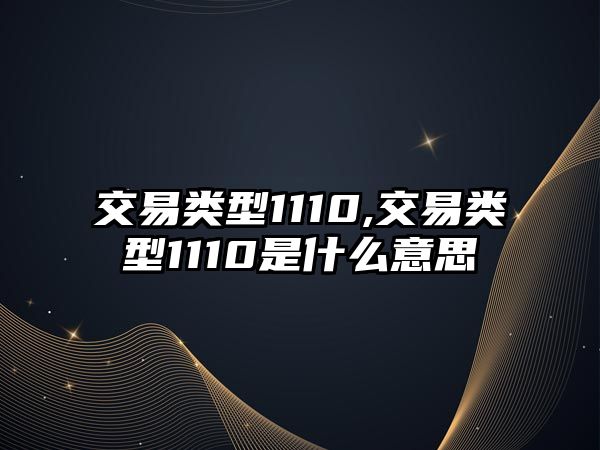 交易類型1110,交易類型1110是什么意思