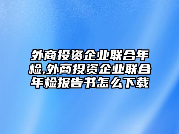 外商投資企業(yè)聯(lián)合年檢,外商投資企業(yè)聯(lián)合年檢報(bào)告書怎么下載