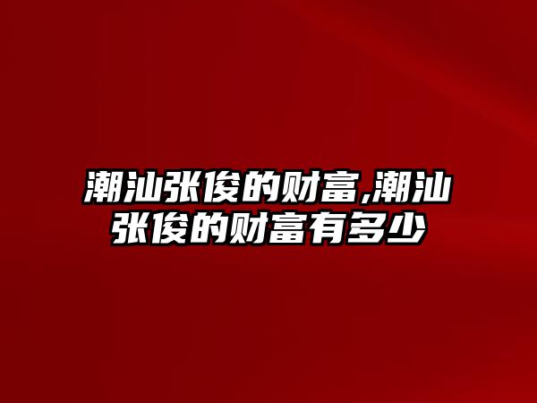 潮汕張俊的財富,潮汕張俊的財富有多少