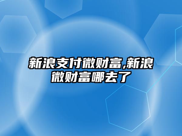 新浪支付微財富,新浪微財富哪去了