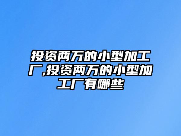 投資兩萬(wàn)的小型加工廠,投資兩萬(wàn)的小型加工廠有哪些