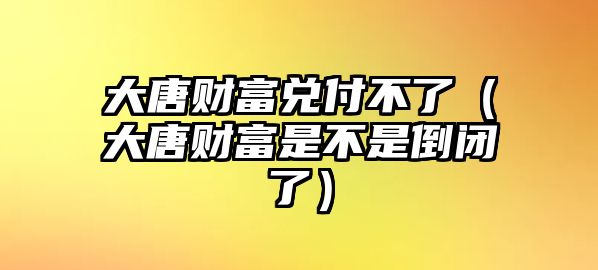 大唐財(cái)富兌付不了（大唐財(cái)富是不是倒閉了）