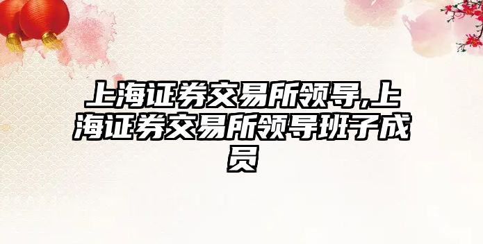 上海證券交易所領(lǐng)導(dǎo),上海證券交易所領(lǐng)導(dǎo)班子成員