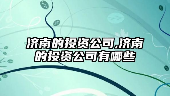 濟南的投資公司,濟南的投資公司有哪些