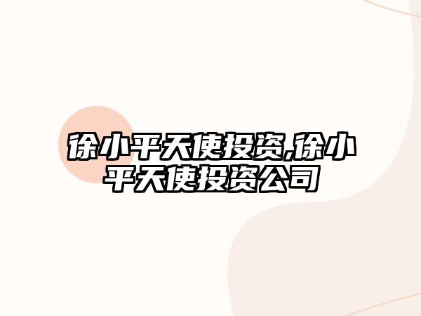 徐小平天使投資,徐小平天使投資公司