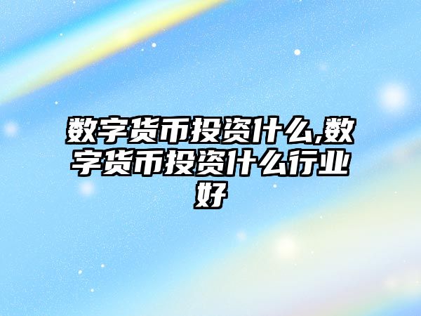 數(shù)字貨幣投資什么,數(shù)字貨幣投資什么行業(yè)好