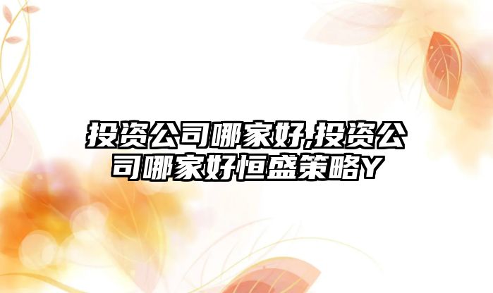 投資公司哪家好,投資公司哪家好恒盛策略Y