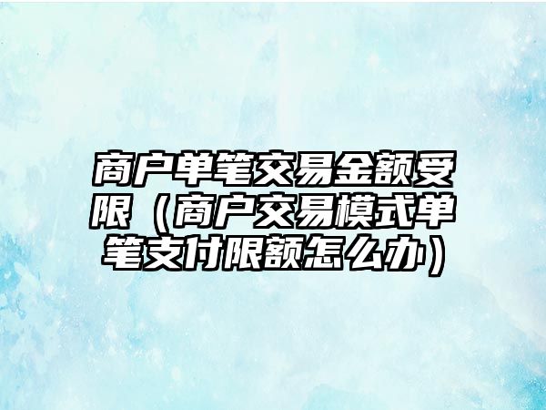 商戶單筆交易金額受限（商戶交易模式單筆支付限額怎么辦）