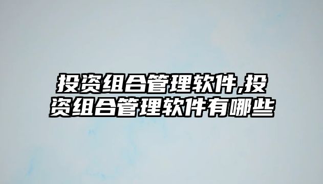 投資組合管理軟件,投資組合管理軟件有哪些