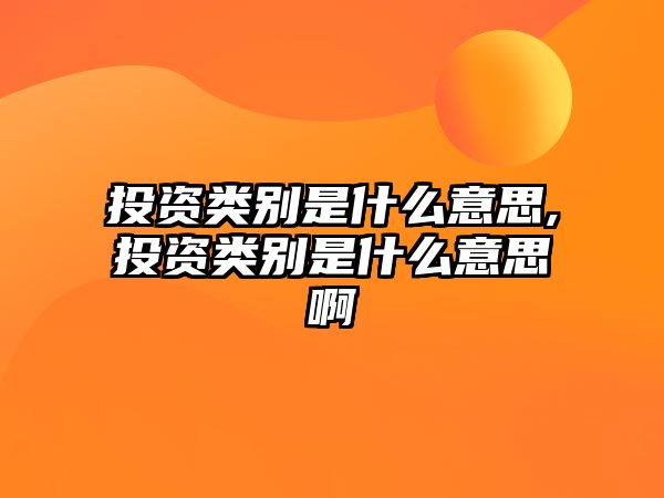 投資類別是什么意思,投資類別是什么意思啊