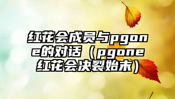 紅花會(huì)成員與pgone的對(duì)話（pgone紅花會(huì)決裂始末）