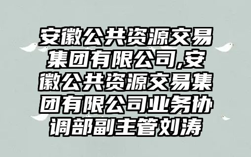 安徽公共資源交易集團(tuán)有限公司,安徽公共資源交易集團(tuán)有限公司業(yè)務(wù)協(xié)調(diào)部副主管劉濤