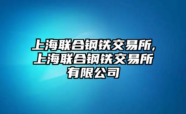 上海聯(lián)合鋼鐵交易所,上海聯(lián)合鋼鐵交易所有限公司