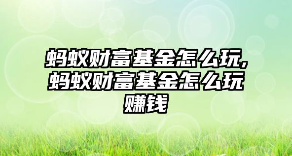 螞蟻財富基金怎么玩,螞蟻財富基金怎么玩賺錢