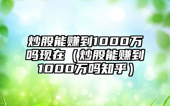 炒股能賺到1000萬(wàn)嗎現(xiàn)在（炒股能賺到1000萬(wàn)嗎知乎）