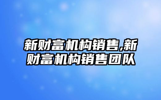 新財(cái)富機(jī)構(gòu)銷售,新財(cái)富機(jī)構(gòu)銷售團(tuán)隊(duì)