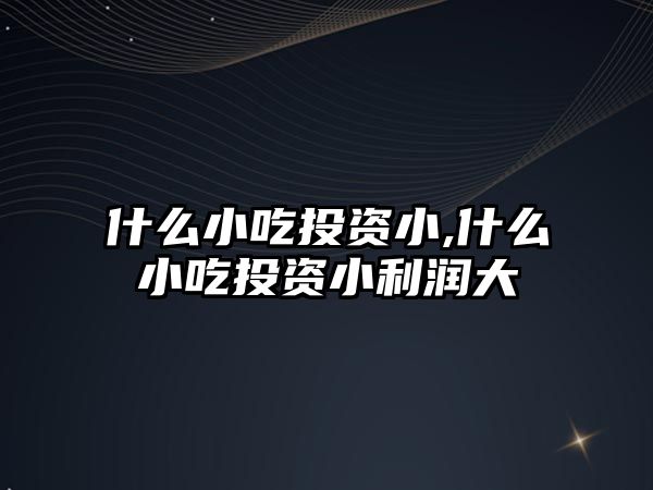 什么小吃投資小,什么小吃投資小利潤大