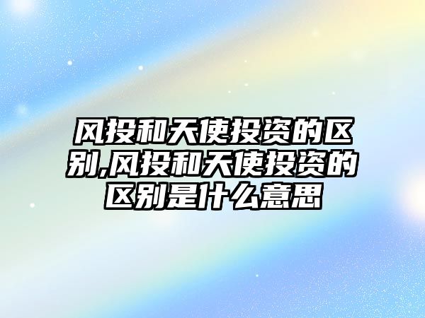 風投和天使投資的區(qū)別,風投和天使投資的區(qū)別是什么意思