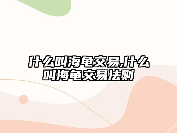 什么叫海龜交易,什么叫海龜交易法則