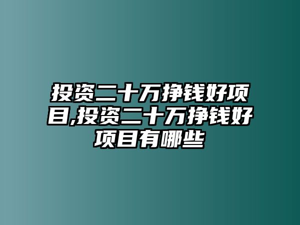 投資二十萬(wàn)掙錢好項(xiàng)目,投資二十萬(wàn)掙錢好項(xiàng)目有哪些