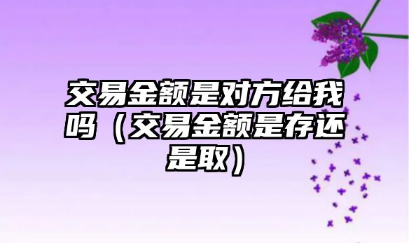 交易金額是對方給我嗎（交易金額是存還是取）