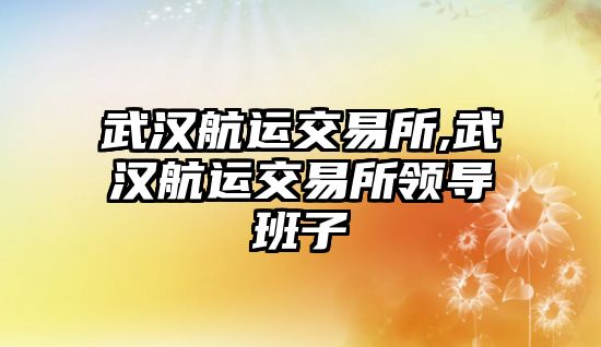 武漢航運(yùn)交易所,武漢航運(yùn)交易所領(lǐng)導(dǎo)班子