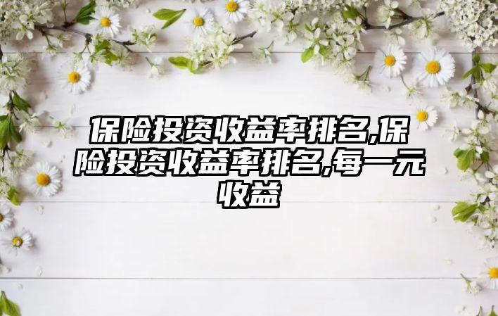 保險(xiǎn)投資收益率排名,保險(xiǎn)投資收益率排名,每一元收益