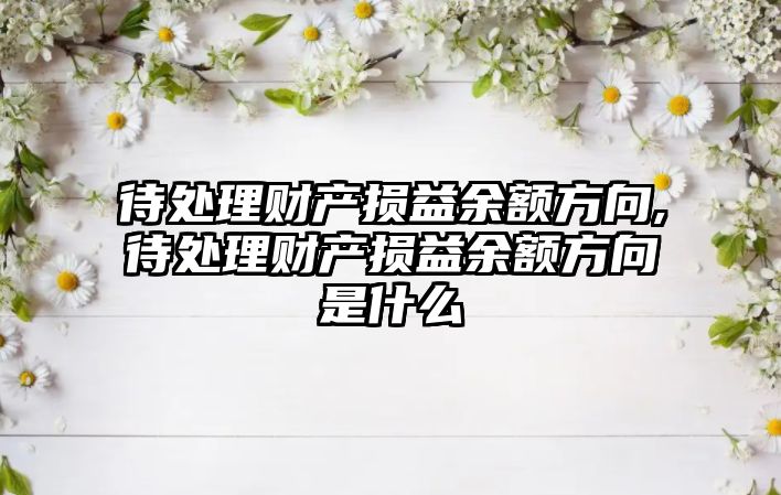 待處理財產(chǎn)損益余額方向,待處理財產(chǎn)損益余額方向是什么