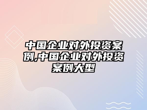 中國企業(yè)對外投資案例,中國企業(yè)對外投資案例大型