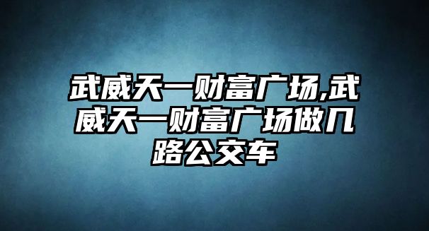 武威天一財(cái)富廣場,武威天一財(cái)富廣場做幾路公交車