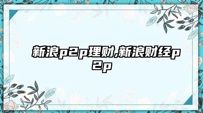 新浪p2p理財,新浪財經(jīng)p2p