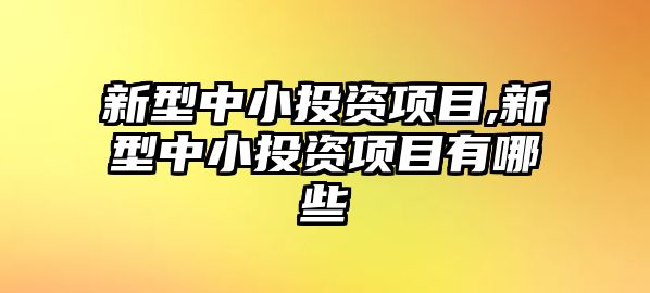 新型中小投資項目,新型中小投資項目有哪些