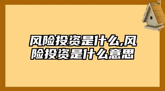 風(fēng)險投資是什么,風(fēng)險投資是什么意思