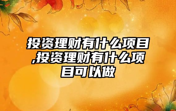 投資理財有什么項目,投資理財有什么項目可以做