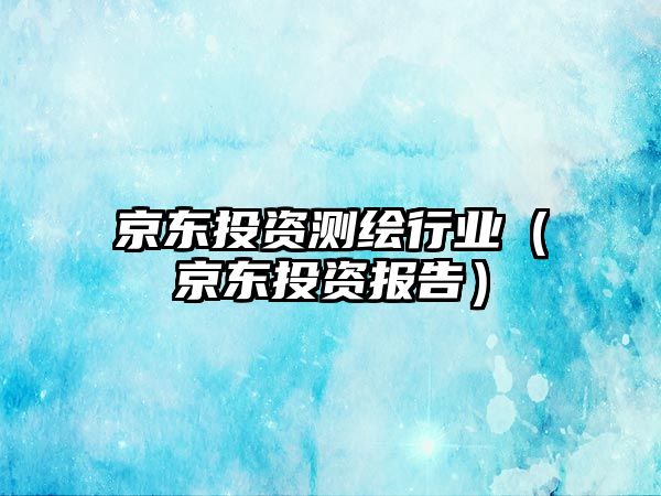 京東投資測繪行業(yè)（京東投資報(bào)告）