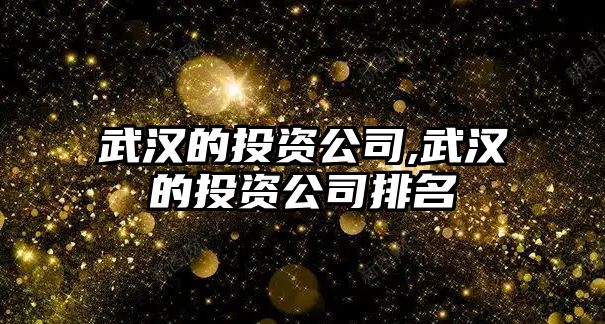 武漢的投資公司,武漢的投資公司排名