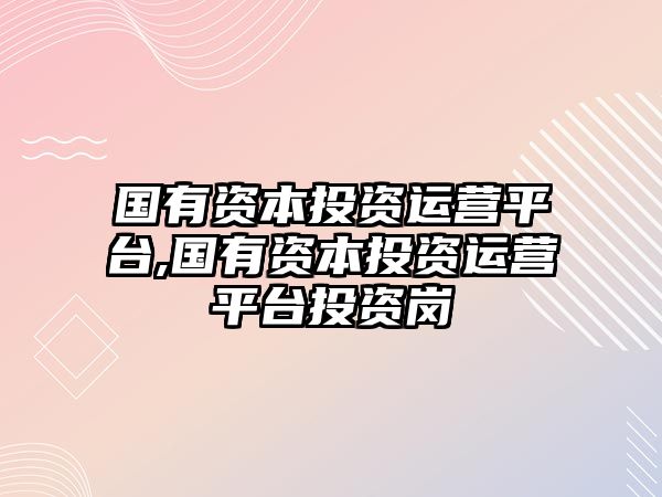 國有資本投資運(yùn)營平臺(tái),國有資本投資運(yùn)營平臺(tái)投資崗