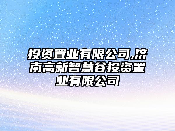 投資置業(yè)有限公司,濟(jì)南高新智慧谷投資置業(yè)有限公司