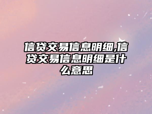 信貸交易信息明細(xì),信貸交易信息明細(xì)是什么意思