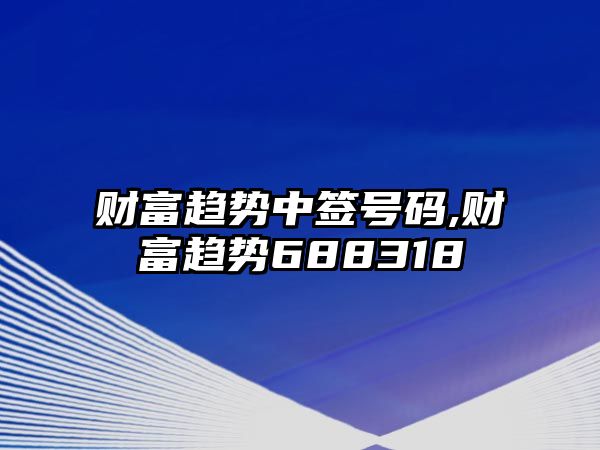 財富趨勢中簽號碼,財富趨勢688318