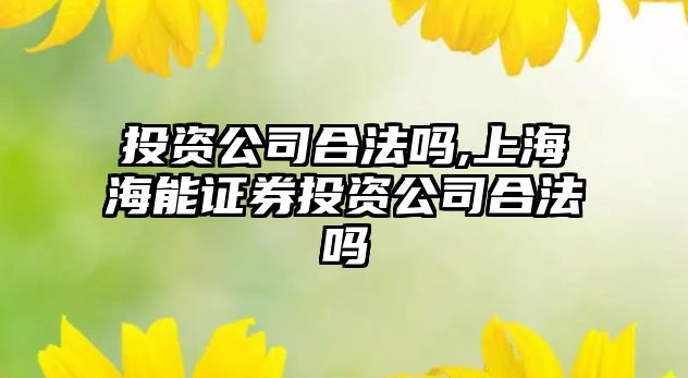 投資公司合法嗎,上海海能證券投資公司合法嗎