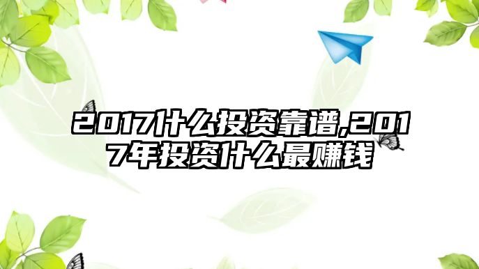 2017什么投資靠譜,2017年投資什么最賺錢