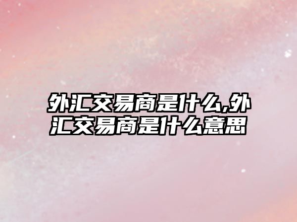 外匯交易商是什么,外匯交易商是什么意思