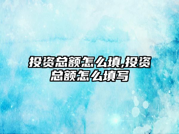 投資總額怎么填,投資總額怎么填寫