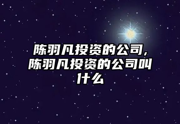 陳羽凡投資的公司,陳羽凡投資的公司叫什么