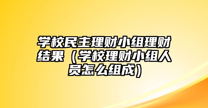 學校民主理財小組理財結(jié)果（學校理財小組人員怎么組成）