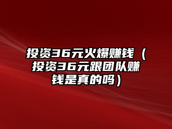 投資36元火爆賺錢（投資36元跟團(tuán)隊(duì)賺錢是真的嗎）