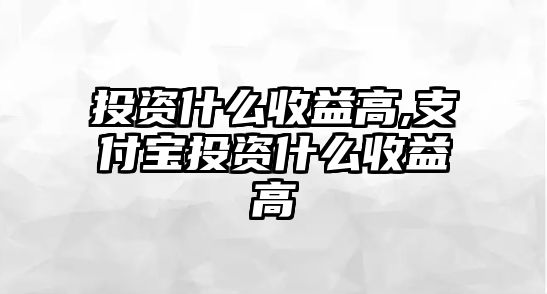 投資什么收益高,支付寶投資什么收益高